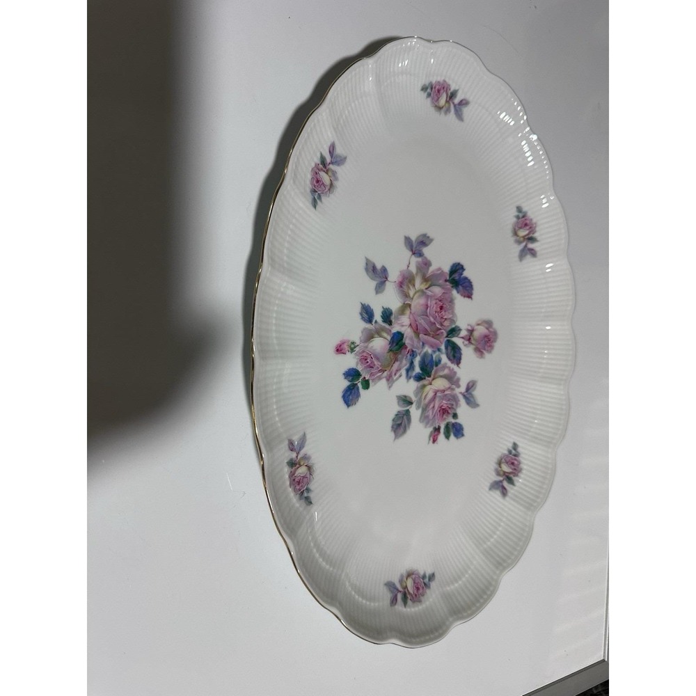 Vintage "Romantica" Pink & Purple Roses Kaiser W Germany Oval Serving Platter